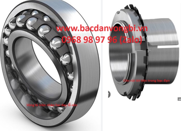 Vòng bi 1222 SK 2 Vòng bi bạc đạn ổ bi cầu nhào hai dãy lỗ côn + Măng xông